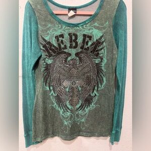 Daytrip Teal Graphic Long Sleeve Top